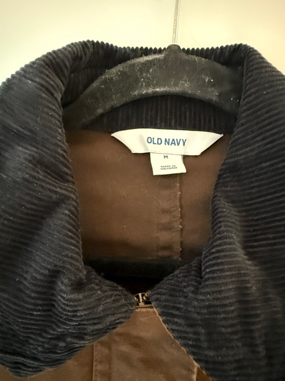 Old Navy Barn Jacket Dark Brown with Black Collar - Picture 3 of 5